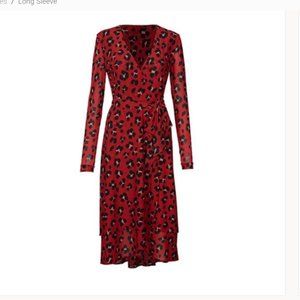 CAbi Red Siren wrap dress M